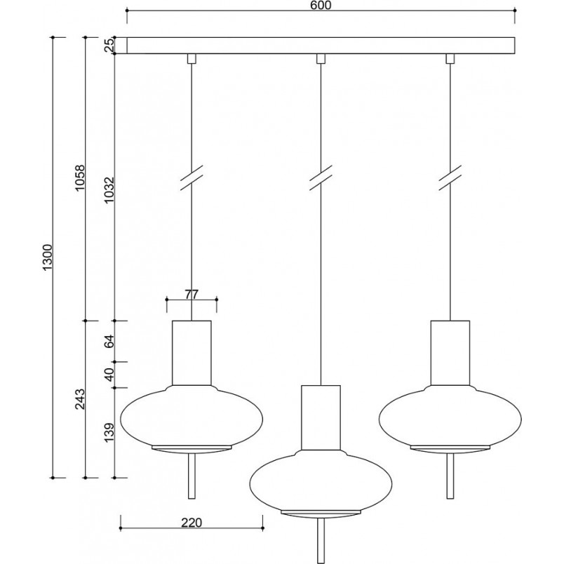 Lampa Wisząca Potrójna Biała Torni III | Ummo