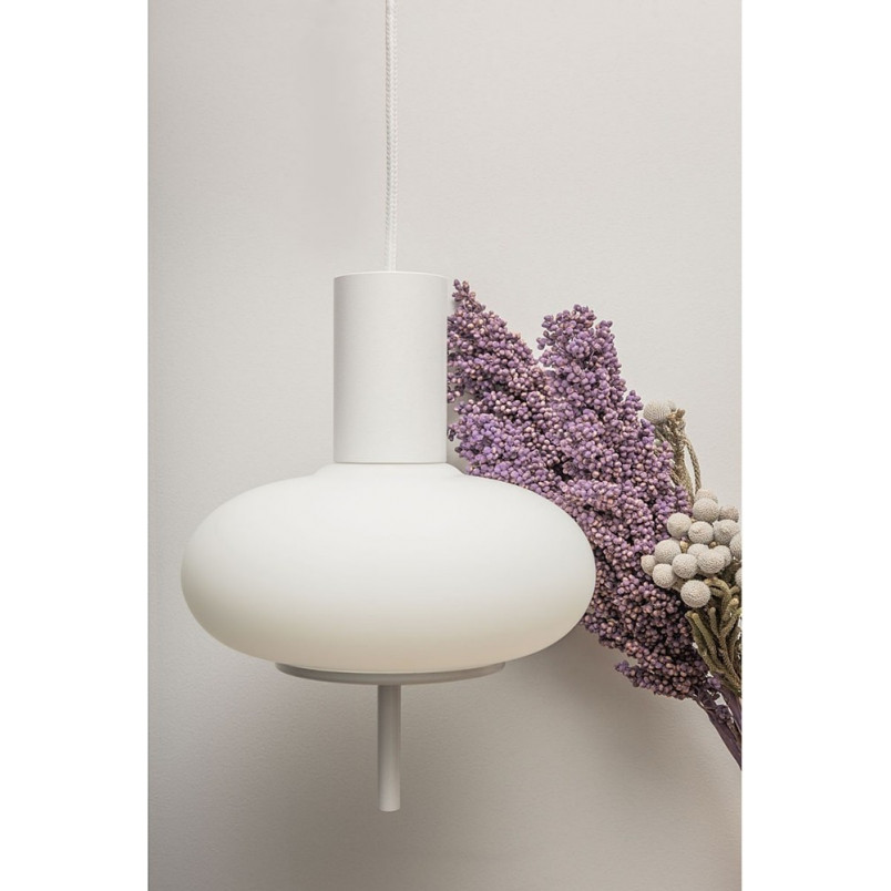 Lampa wisząca szklana Torni | Biała, E27 | Sklep Ummo