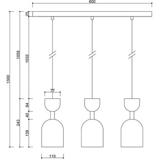 Lampa Wisząca Supuru III - Biało-Złota, 3 Punkty | Ummo