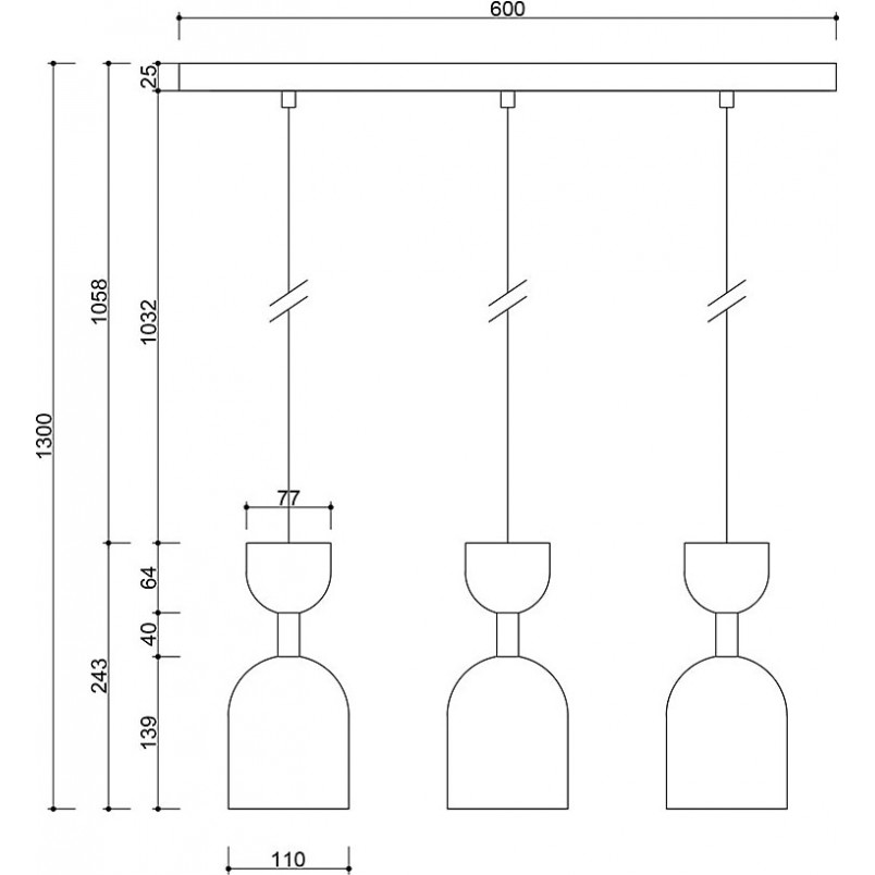 Lampa Wisząca Supuru III - Biało-Złota, 3 Punkty | Ummo
