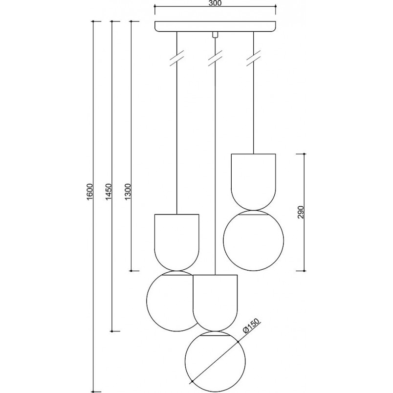 Lampa wisząca Luoti - 3 szklane kule, biało-czarna | Ummo