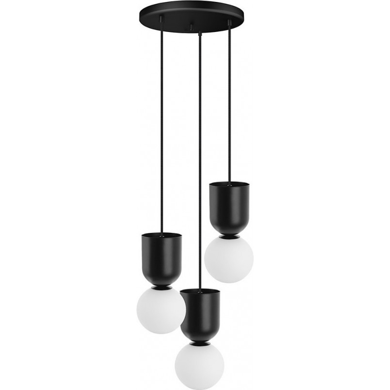Lampa wisząca Luoti - 3 szklane kule, biało-czarna | Ummo