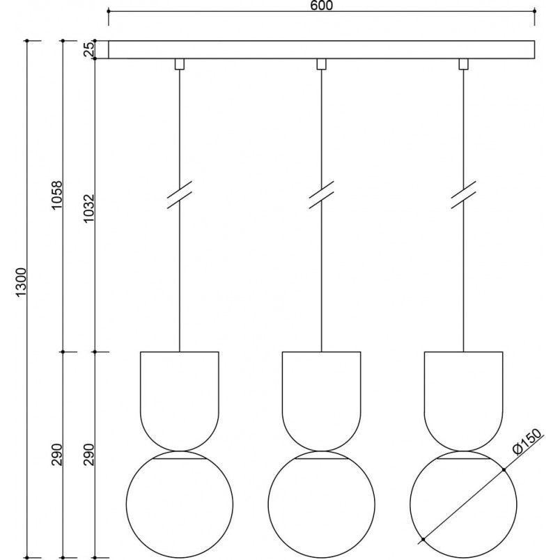 Lampa Wisząca Luoti - 3 Szklane Kule | Ummo