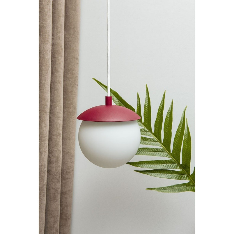 Lampa wisząca Kuul - szkło, biało-burgundowa | Ummo