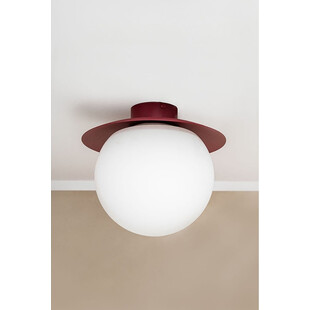 Plafon szklany Kuul 20cm | Biało-burgundowy Ummo - Sklep z Lampami
