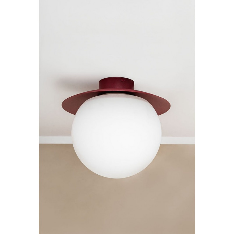 Plafon szklany Kuul 20cm | Biało-burgundowy Ummo - Sklep z Lampami