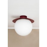 Plafon szklany Kuul 20cm | Biało-burgundowy Ummo - Sklep z Lampami