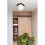 Plafon szklany Kuul 20cm | Biało-burgundowy Ummo - Sklep z Lampami