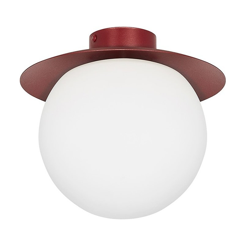 Plafon szklany Kuul 20cm | Biało-burgundowy Ummo - Sklep z Lampami