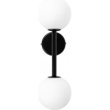 Kinkiety podwójne | Kinkiet designerski 2 szklane kule Kop B biało-czarny Ummo do sypialni i salonu