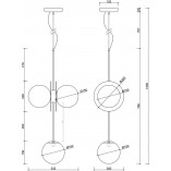Lampa Wisząca Furiko B: 3 Szklane Kule, Biało-Czarna | Ummo