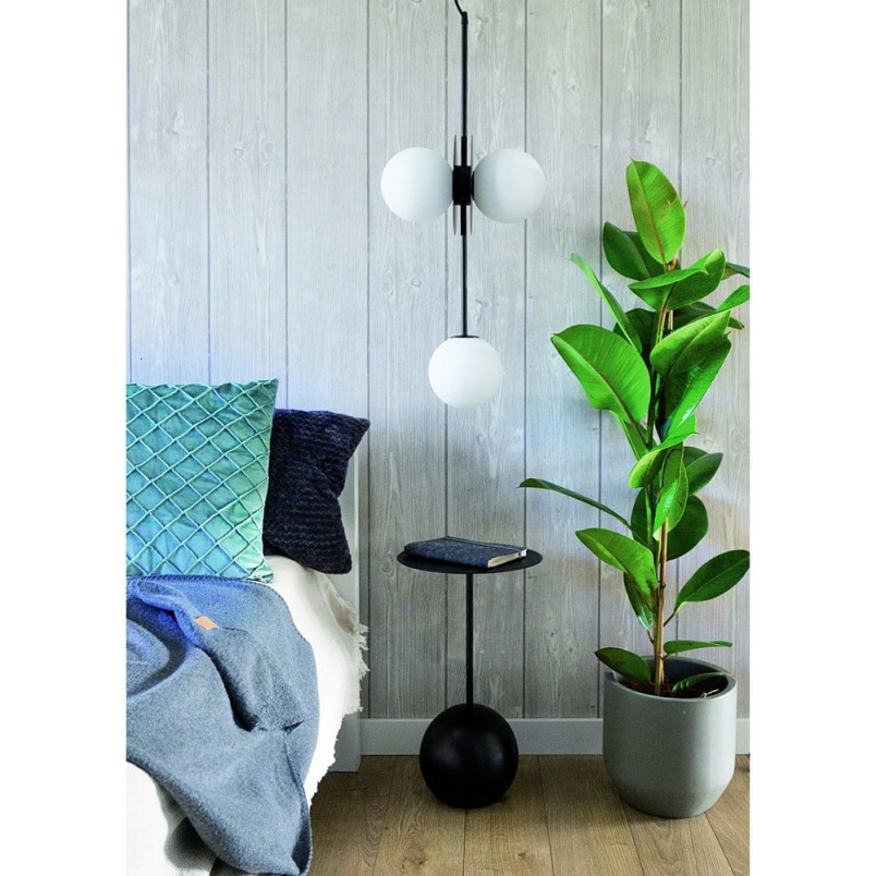 Lampa Wisząca Furiko B: 3 Szklane Kule, Biało-Czarna | Ummo