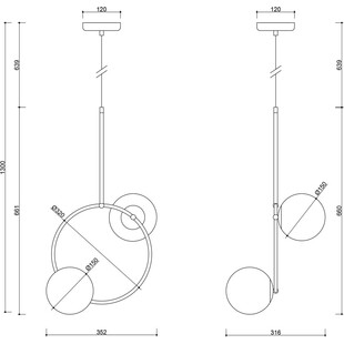 Lampa wisząca Fuppu: 2 szkłane kule, design Ummo
