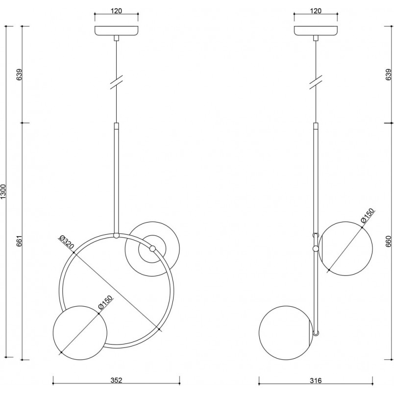 Lampa wisząca Fuppu A: Designerskie kule biało-czarne | Ummo