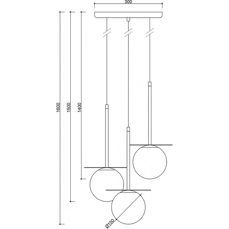 Lampa wisząca Borra - 3 szklane kule | Ummo