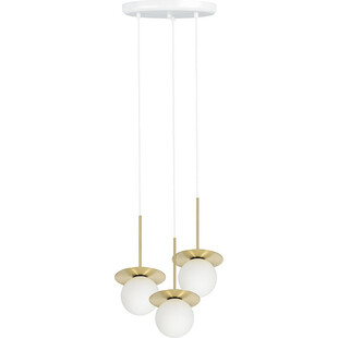 Lampa 3 wiszące szklane kule Borra 30cm biało-mosiężna Ummo