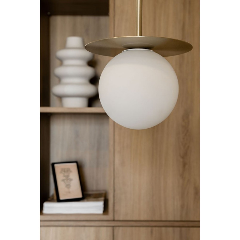 Lampa Wisząca Ummo Borra | 3 Szkalne Kule, Biało-Mosiężna