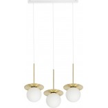 Lampa Wisząca Ummo Borra | 3 Szkalne Kule, Biało-Mosiężna