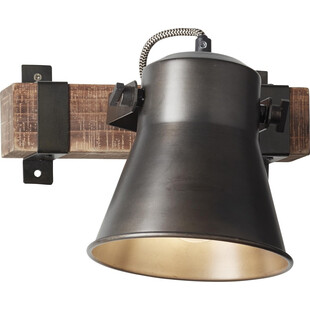 Kinkiet Loft Decca | Czarna Stal i Drewno | Brilliant