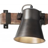 Kinkiet Loft Decca | Czarna Stal i Drewno | Brilliant