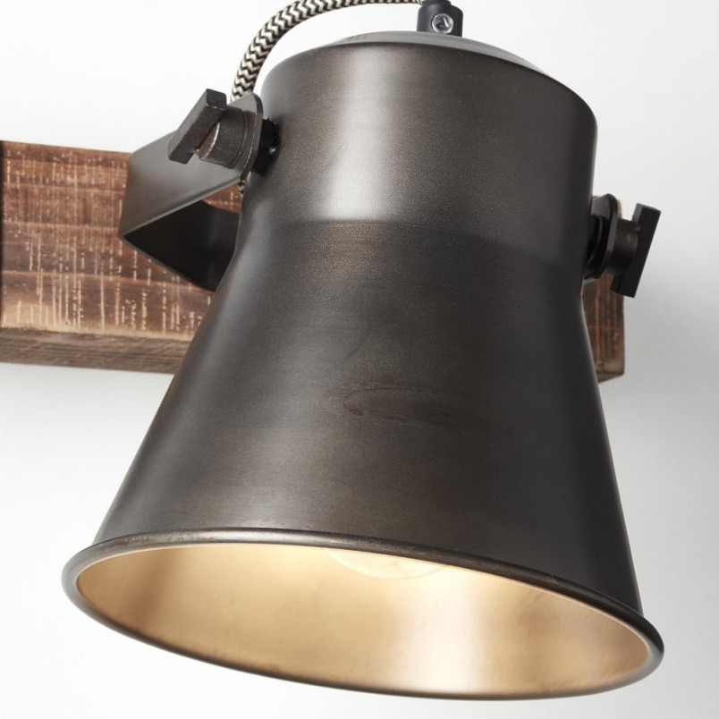 Kinkiet Loft Decca | Czarna Stal i Drewno | Brilliant