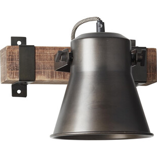 Kinkiet Loft Decca | Czarna Stal i Drewno | Brilliant