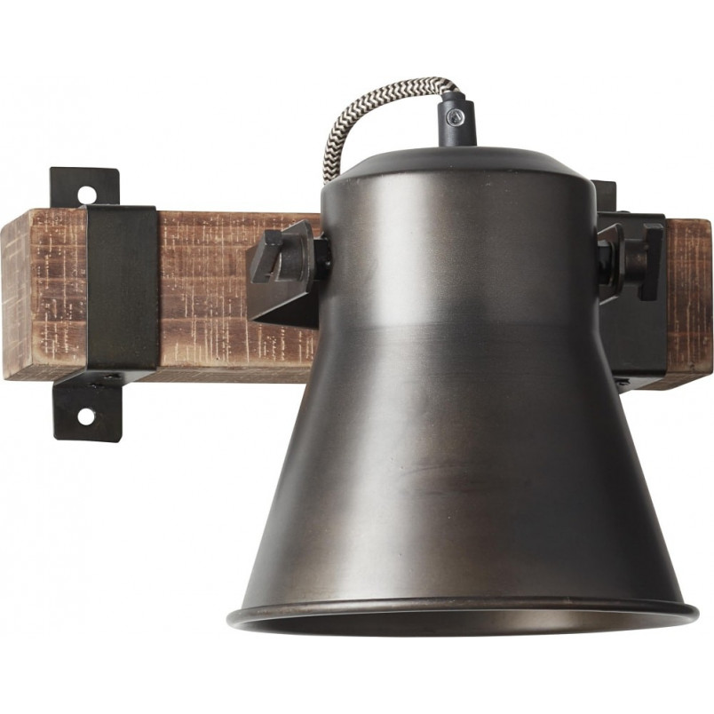 Kinkiet Loft Decca | Czarna Stal i Drewno | Brilliant