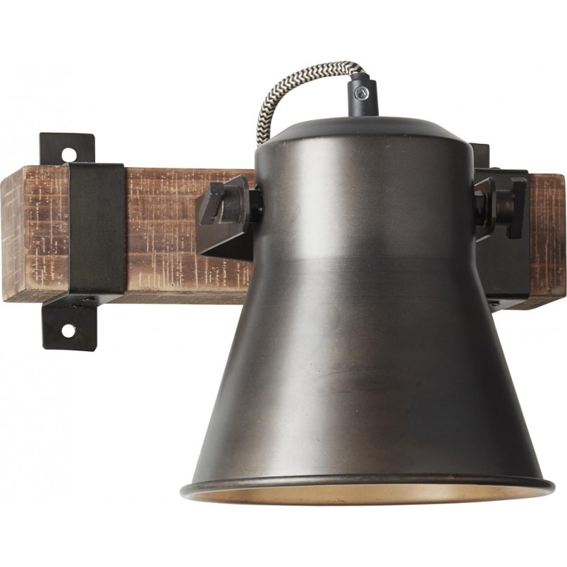 Kinkiet Loft Decca | Czarna Stal i Drewno | Brilliant