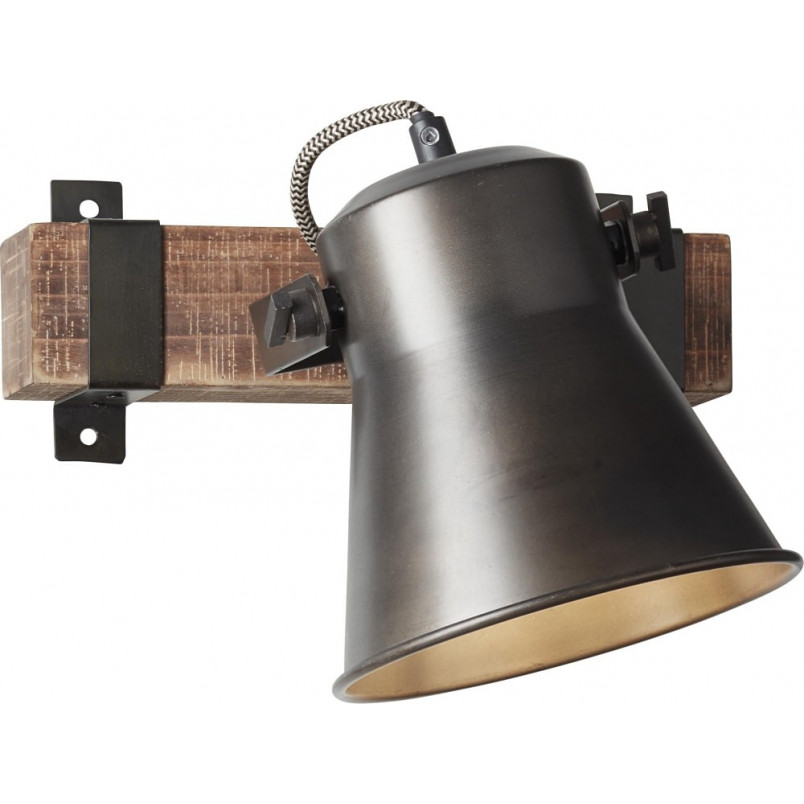 Kinkiet Loft Decca | Czarna Stal i Drewno | Brilliant