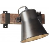 Kinkiet Loft Decca | Czarna Stal i Drewno | Brilliant