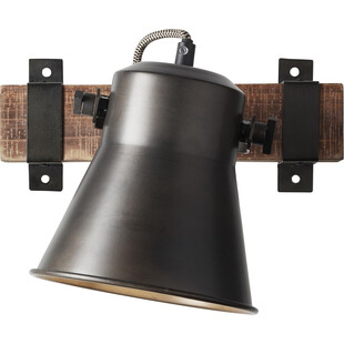 Kinkiet Loft Decca | Czarna Stal i Drewno | Brilliant