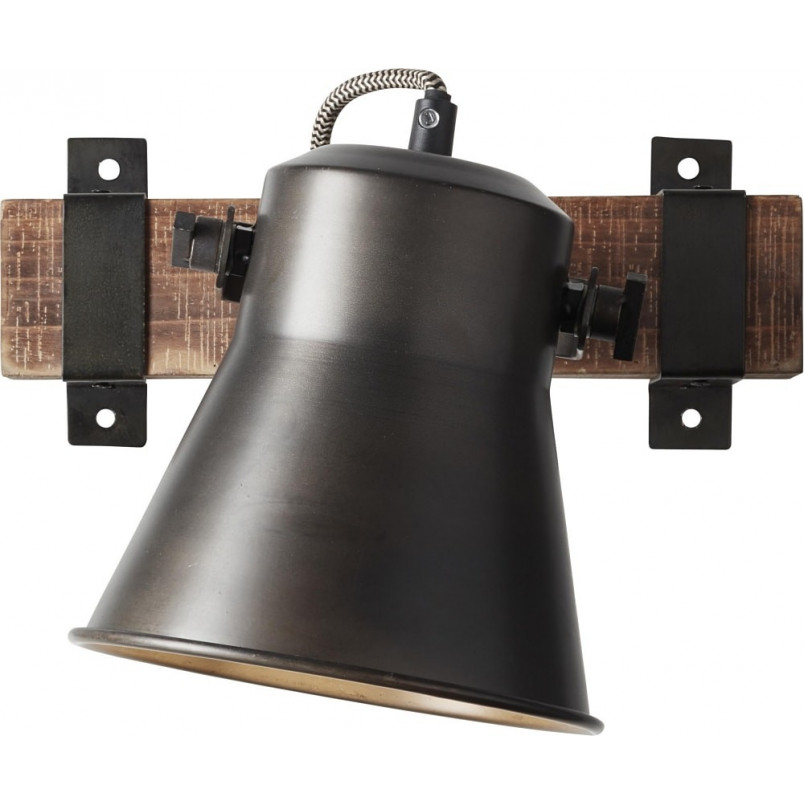 Kinkiet Loft Decca | Czarna Stal i Drewno | Brilliant