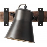 Kinkiet Loft Decca | Czarna Stal i Drewno | Brilliant