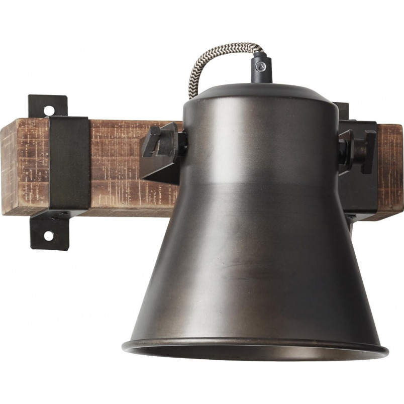 Kinkiet Loft Decca | Czarna Stal i Drewno | Brilliant