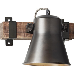 Kinkiet Loft Decca | Czarna Stal i Drewno | Brilliant
