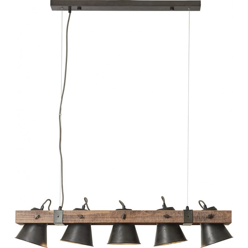 Lampa wisząca drewniana Decca - Loftowa lampa na belce | Brilliant