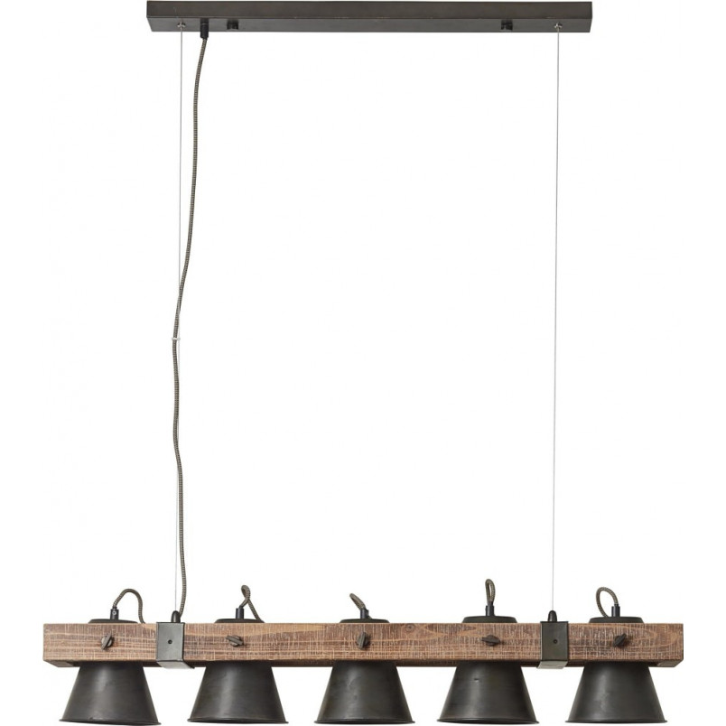 Lampa wisząca drewniana Decca - Loftowa lampa na belce | Brilliant