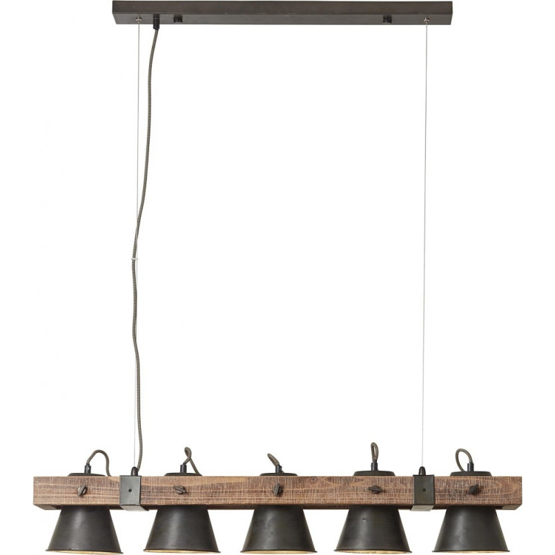 Lampa wisząca drewniana Decca - Loftowa lampa na belce | Brilliant