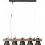 Lampa wisząca drewniana Decca - Loftowa lampa na belce | Brilliant