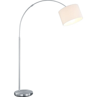 Lampa podłogowa łukowa z abażurem Hotel Biały/Nikiel Mat marki Trio