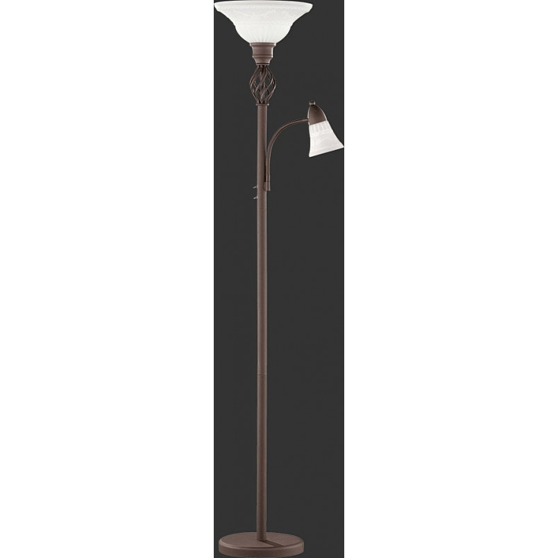 Lampa podłogowa Rustica | Szklany klosz biały/miedź - Trio