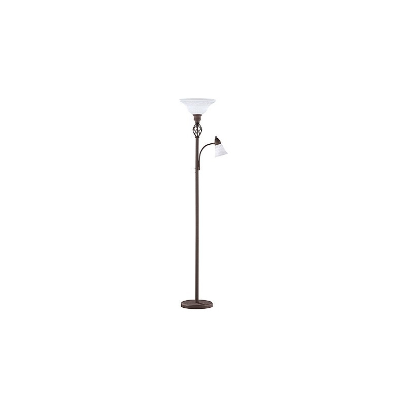Lampa podłogowa Rustica | Szklany klosz biały/miedź - Trio
