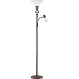 Lampa podłogowa Rustica | Szklany klosz biały/miedź - Trio
