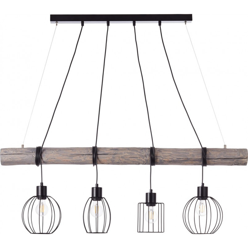 Lampy drewniane | Lampa wisząca drewniana belka Karlen 115cm szara Brilliant do salonu sypialni i kuchni