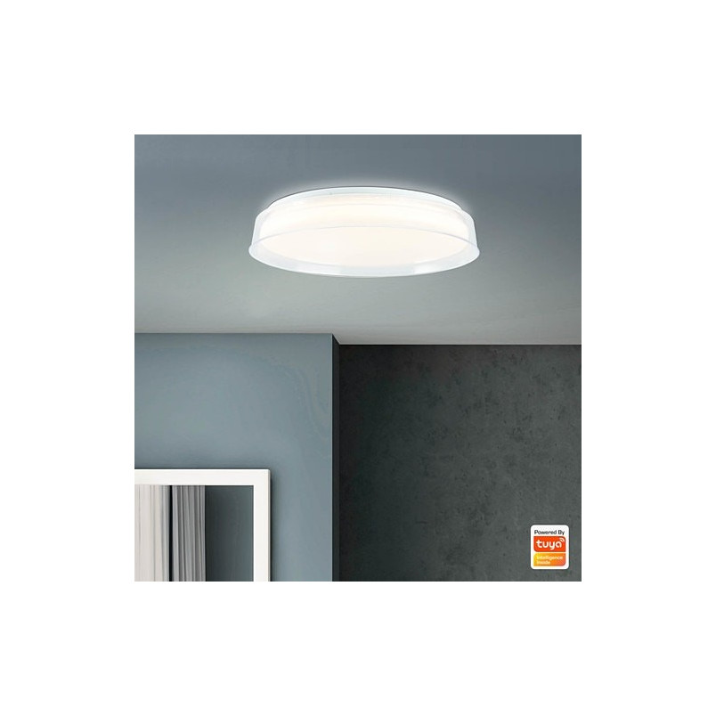 Plafon LED Leanna 41cm - Biały, Pilot, Ściemniacz | Brilliant