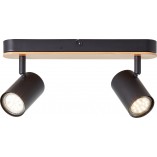 Reflektor Loft Niels II | Czarny z Drewnem | Brilliant