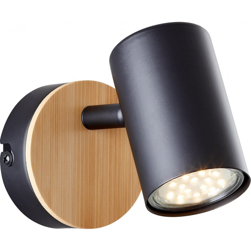 Kinkiet loft Niels czarny z drewnem - Brilliant | Sklep z lampami
