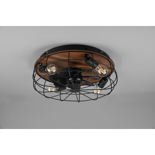 Plafon druciany Trondheim | Reality - czarny z drewnem, z wiatrakiem