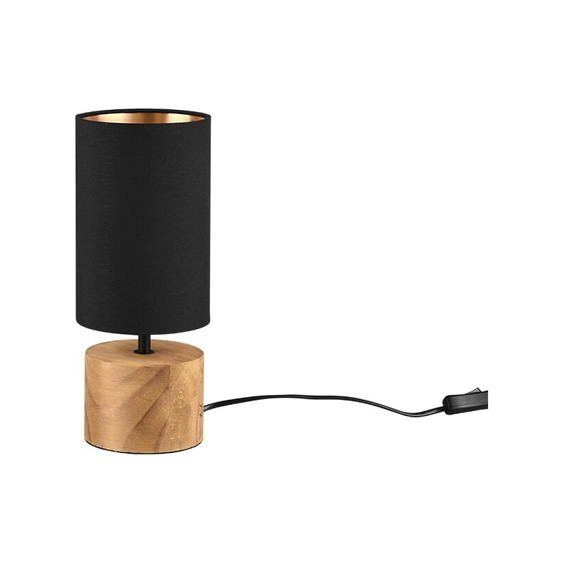 Lampy na komodę| Lampka nocna drewniana z abażurem Woody Tube czarna Reality