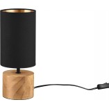 Lampy na komodę| Lampka nocna drewniana z abażurem Woody Tube czarna Reality